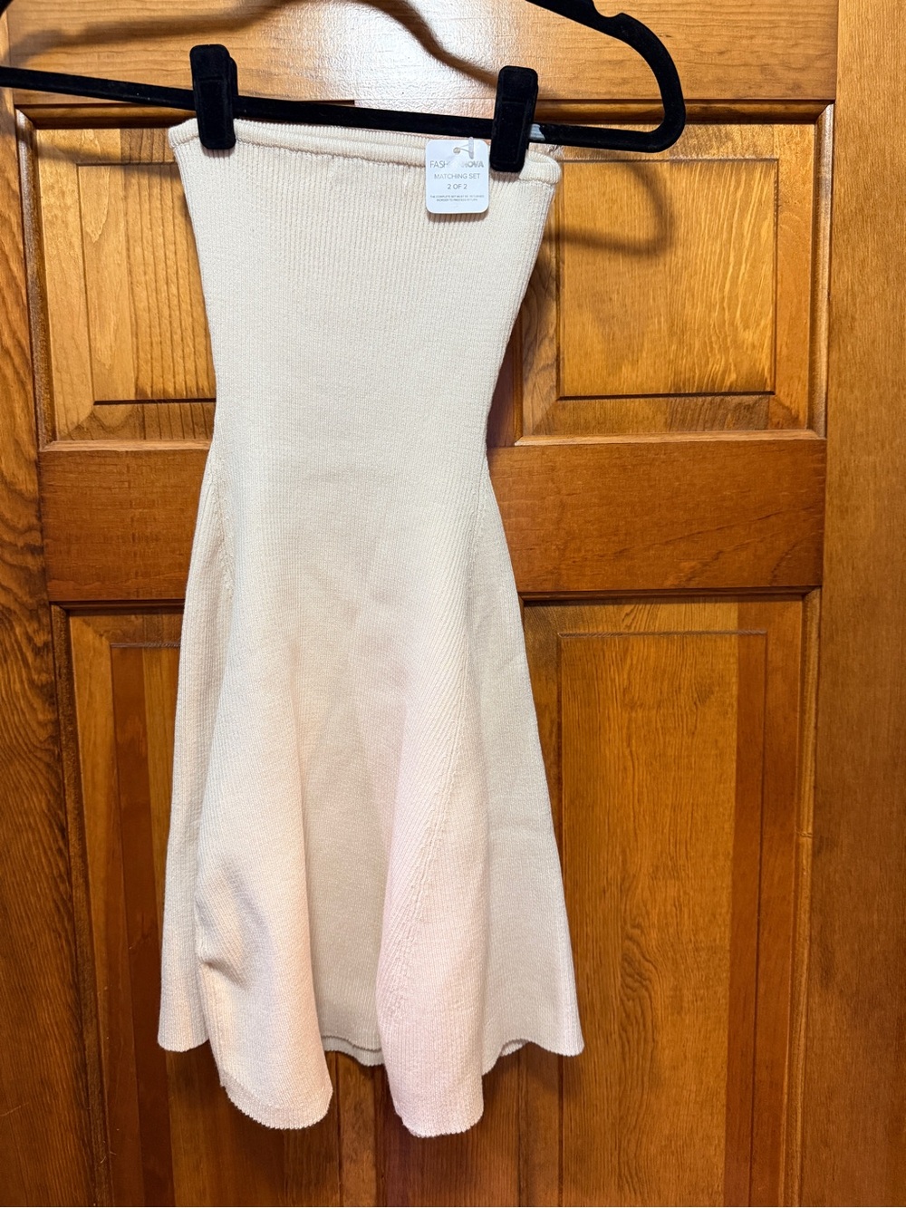 Fashion Nova 2-Piece Strapless Cream Knit  Dress and Shrug - Picture 3 of 4
